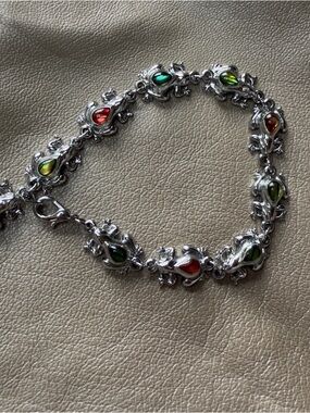 Multicolor Silver-Style Lizard Link Bracelet - Women's Jewelry